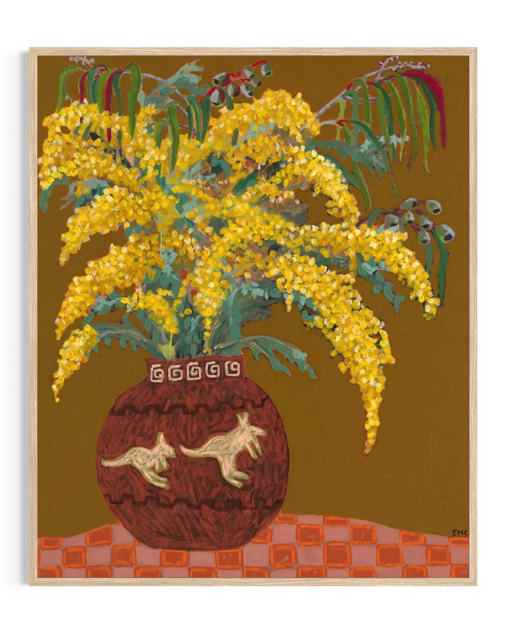 Australian wattle in vase - Paper PRINT (framed/unframed)