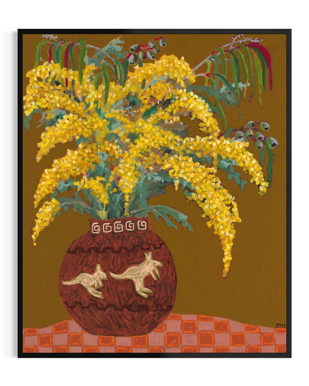 Australian wattle in vase - Paper PRINT (framed/unframed)